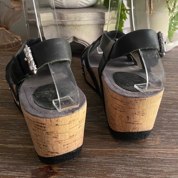 Bussola Formentera Frida Platform Leather Cork Wedge Sandals US 7 - 7.5 / 38 - Picture 4 of 7